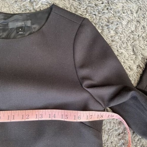 J.CREW Black Zip Dress Faux Leather Back Sleeve Work Office Sz 6 Style E1567 EUC - Picture 9 of 12